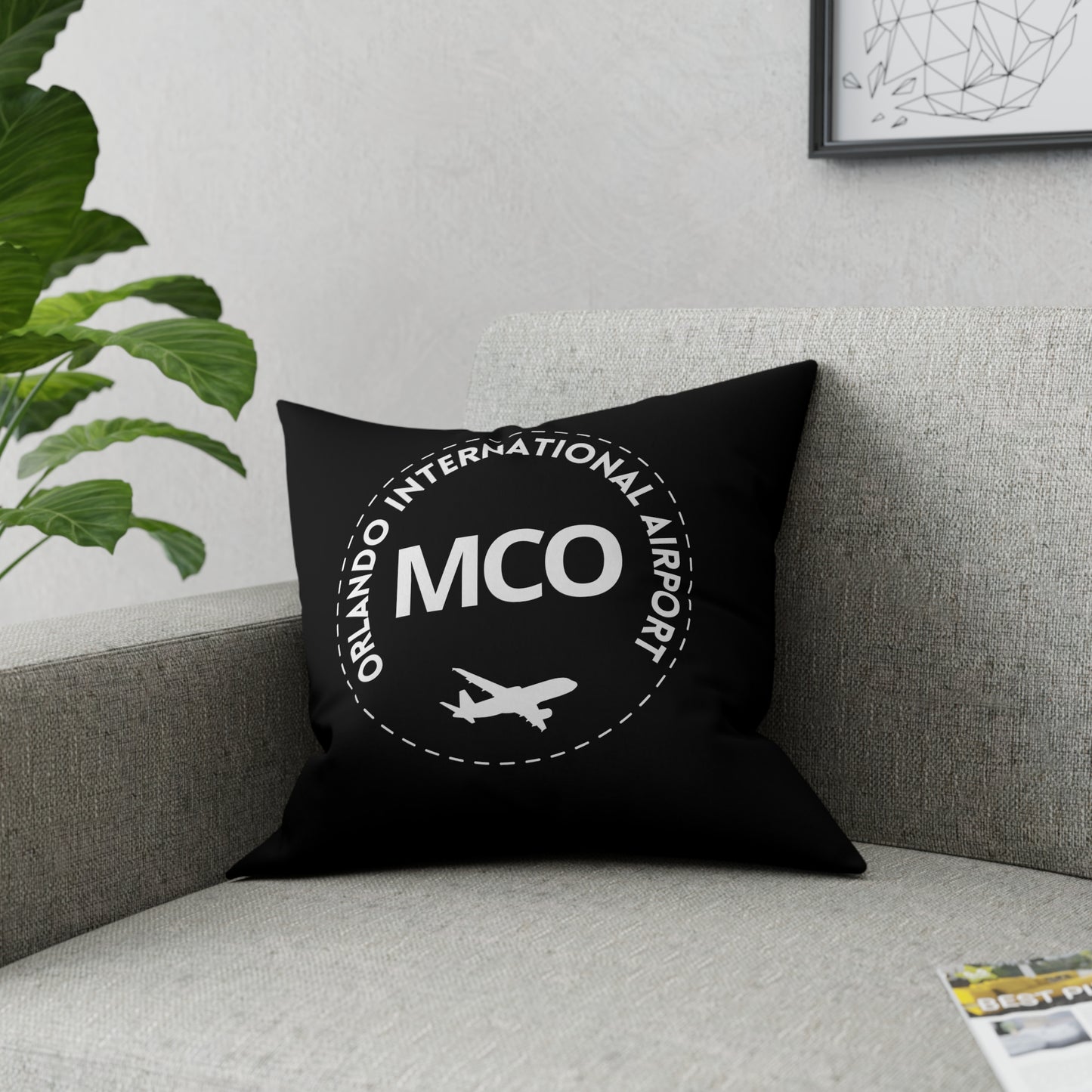 MCO Airport Code Pillow Black | Aviation Gift | Pilot Gift | Airline Crew and Aviation Worker Gift | Aviation Home Décor