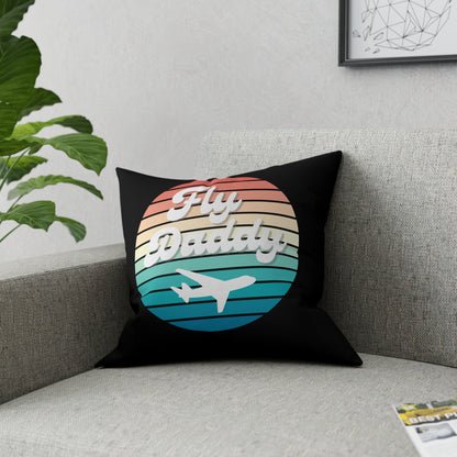 Fly Daddy Pillow on Black | Aviation Gift | Pilot Gift | Airline Crew and Aviation Worker Gift | Aviation Home Décor