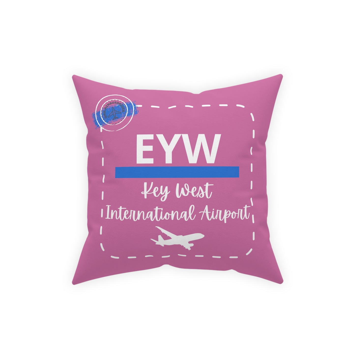 EYW Key West Airport Code Pillow Pink | Aviation Gift | Pilot Gift | Airline Crew and Aviation Worker Gift | Aviation Home Décor