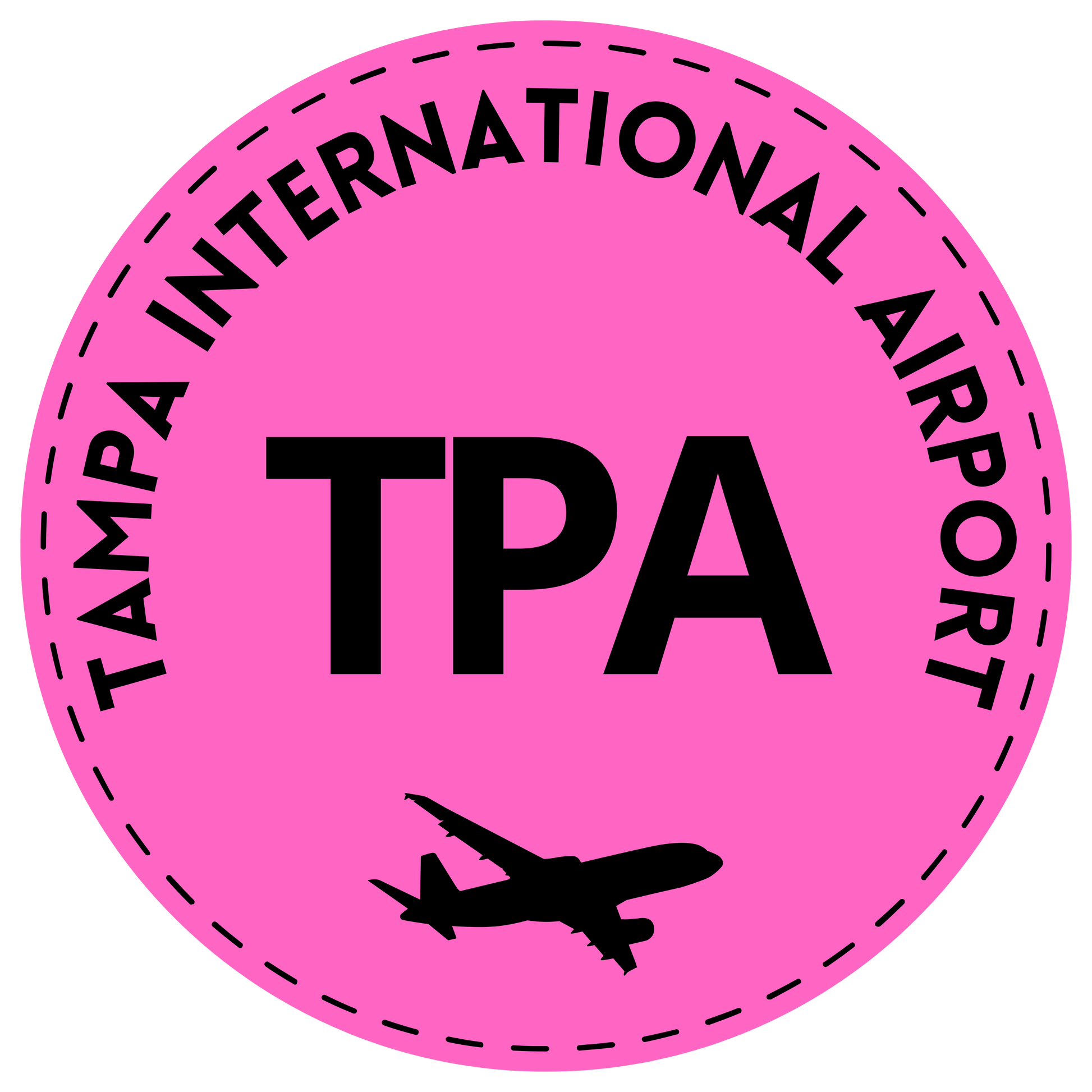 TPA Tampa International Airport Pink Sticker with Black Letters