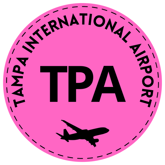 TPA Tampa International Airport Pink Sticker with Black Letters