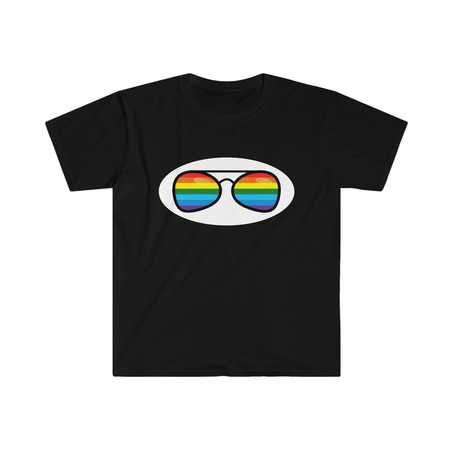 Pride Flag Aviators Graphic & Rainbow Sunglasses T-Shirt | Aviation Lover Shirt | LGBTQ