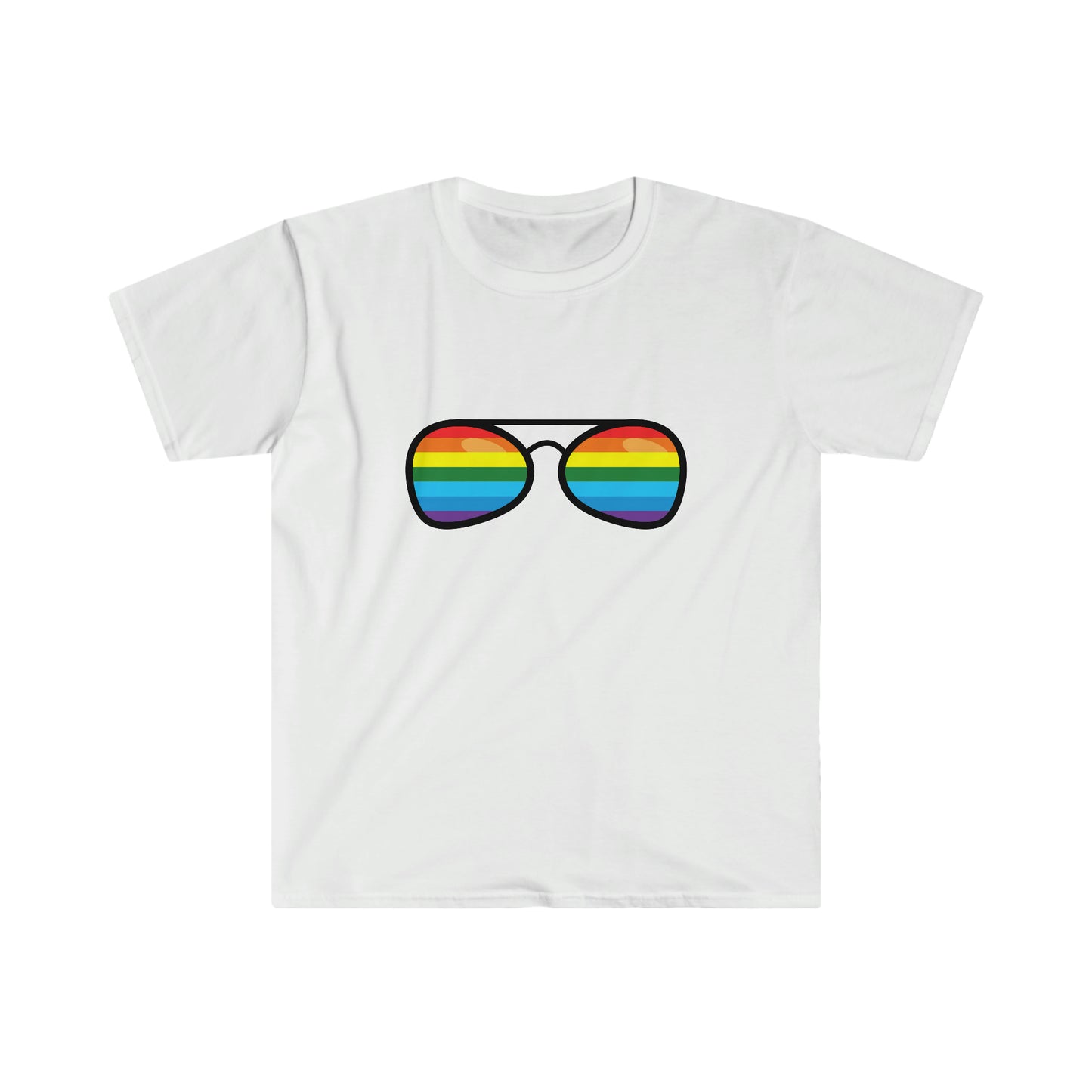 Pride Flag Aviators Graphic & Rainbow Sunglasses T-Shirt | Aviation Lover Shirt | LGBTQ